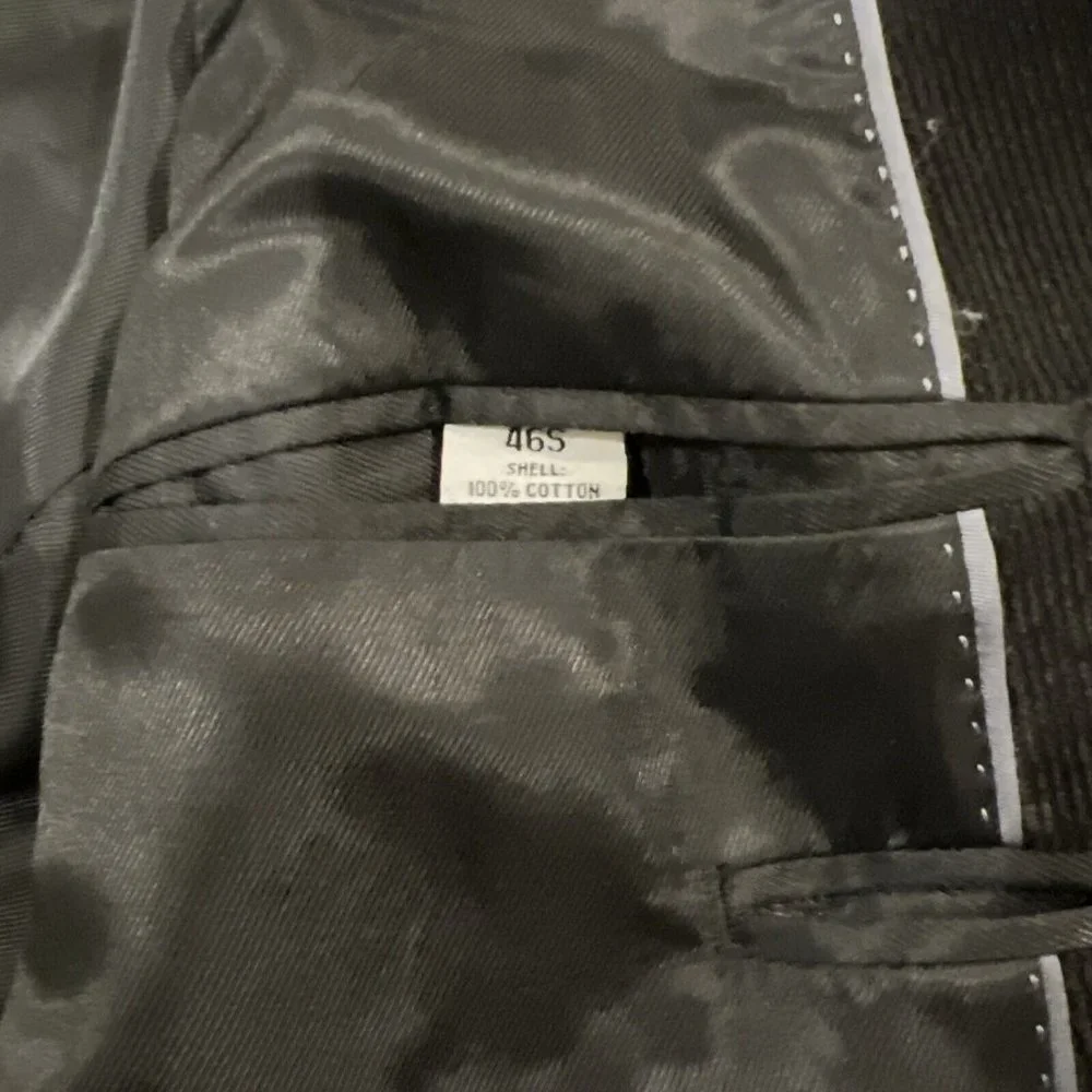 Pronto Uomo Mens Black Corduroy Blazer Sport Coat Two Button Casual Jacket 46S - Picture 16 of 16